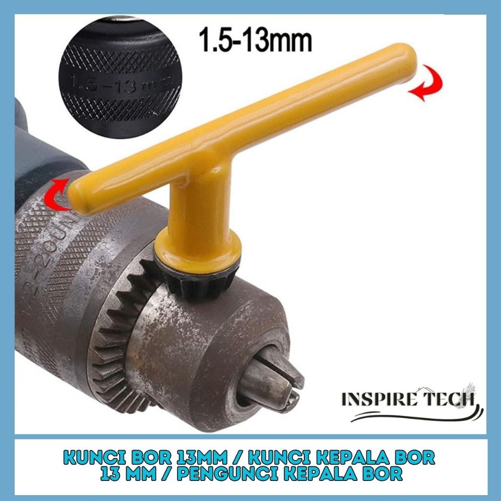 Kunci Kepala Mesin Bor 13mm - Kunci Bor 13 mm Kuning Pengunci Kepala Bor