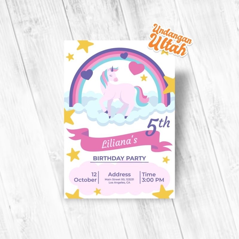 

undangan ulang tahun 7*10 cm free desain dan plastik