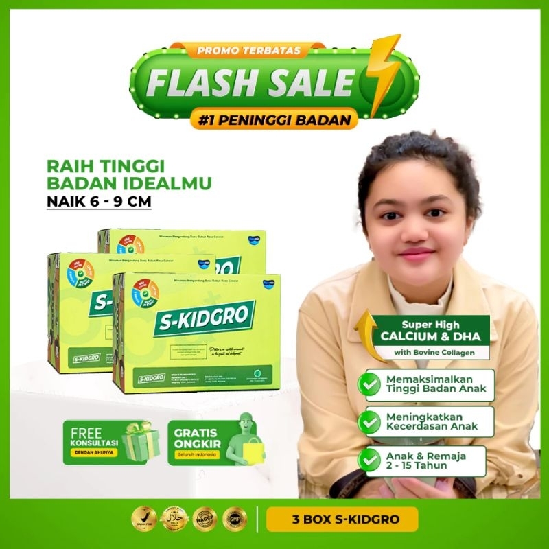 

S-KIDGRO Susu Peninggi Badan Terbaik Untuk Anak -3 BOX S-KIDGRO