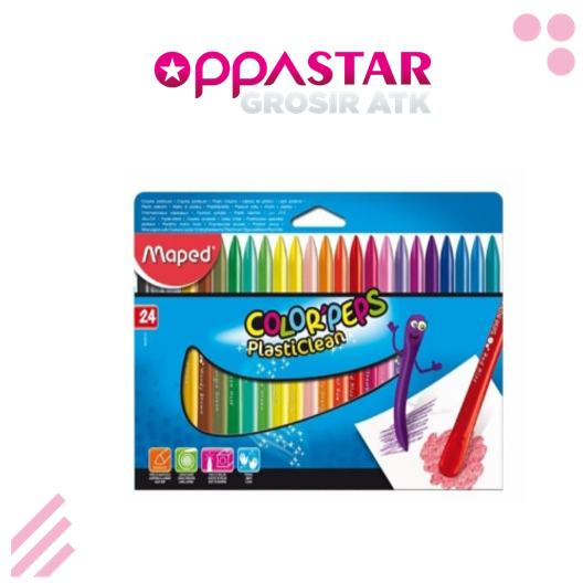 

Crayon Plastik 24 Maped Color Peps Plasticlean Cardboard Set 24 Warna