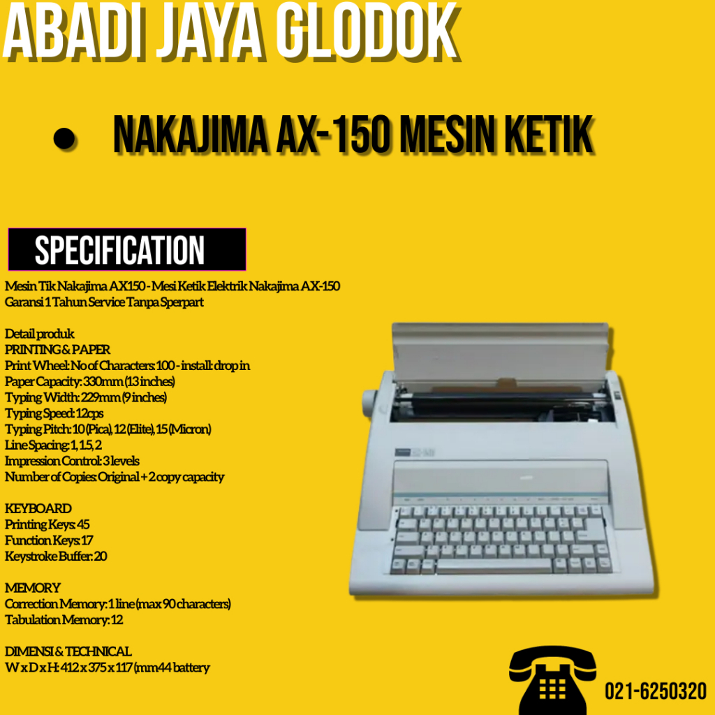 NAKAJIMA AX-150 MESIN KETIK