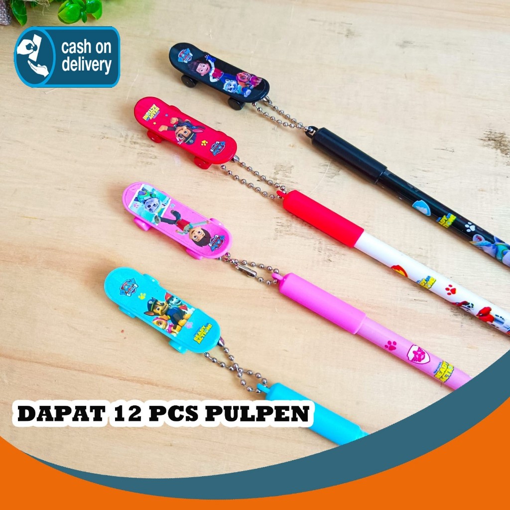 

SELUSIN (12 PCS) PULPEN GANTUNGAN SKATEBOARD PAW PATROL ANIMAL DOG CUTE ACTION PEN PENA BOLPEN BOLPOIN ANAK LUCU ALAT TULIS KANTOR SEKOLAH MURAH TERMURAH COD
