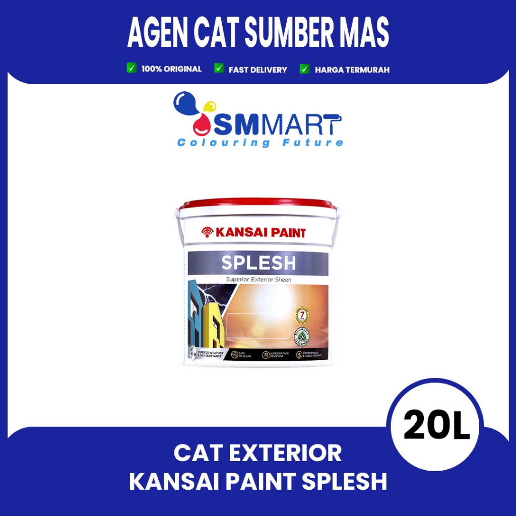 CAT TEMBOK EXTERIOR KANSAI PAINT SPLESH WARNA PUTIH 20 LITER /PAIL