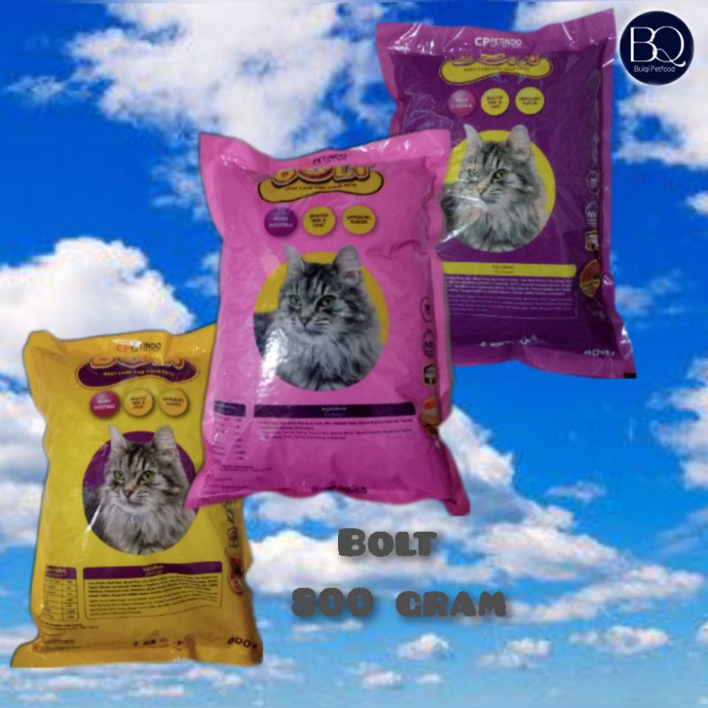 makanan kucing BOLT pakan kucing repack 800 gram.