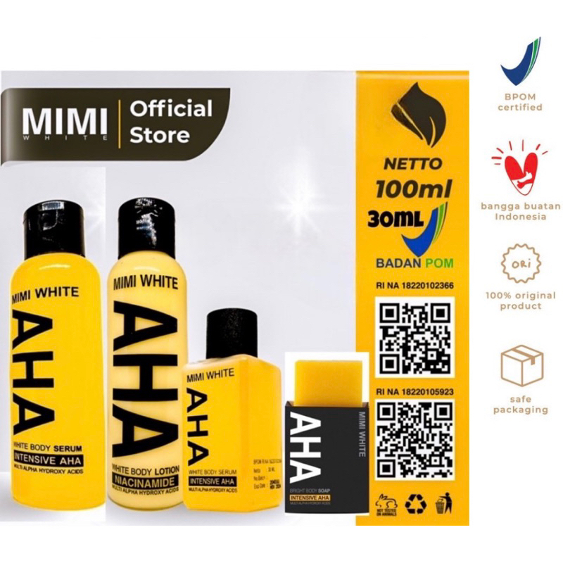 MIMI WHITE AHA | Body Serum - Body Soap - Body Lotion
