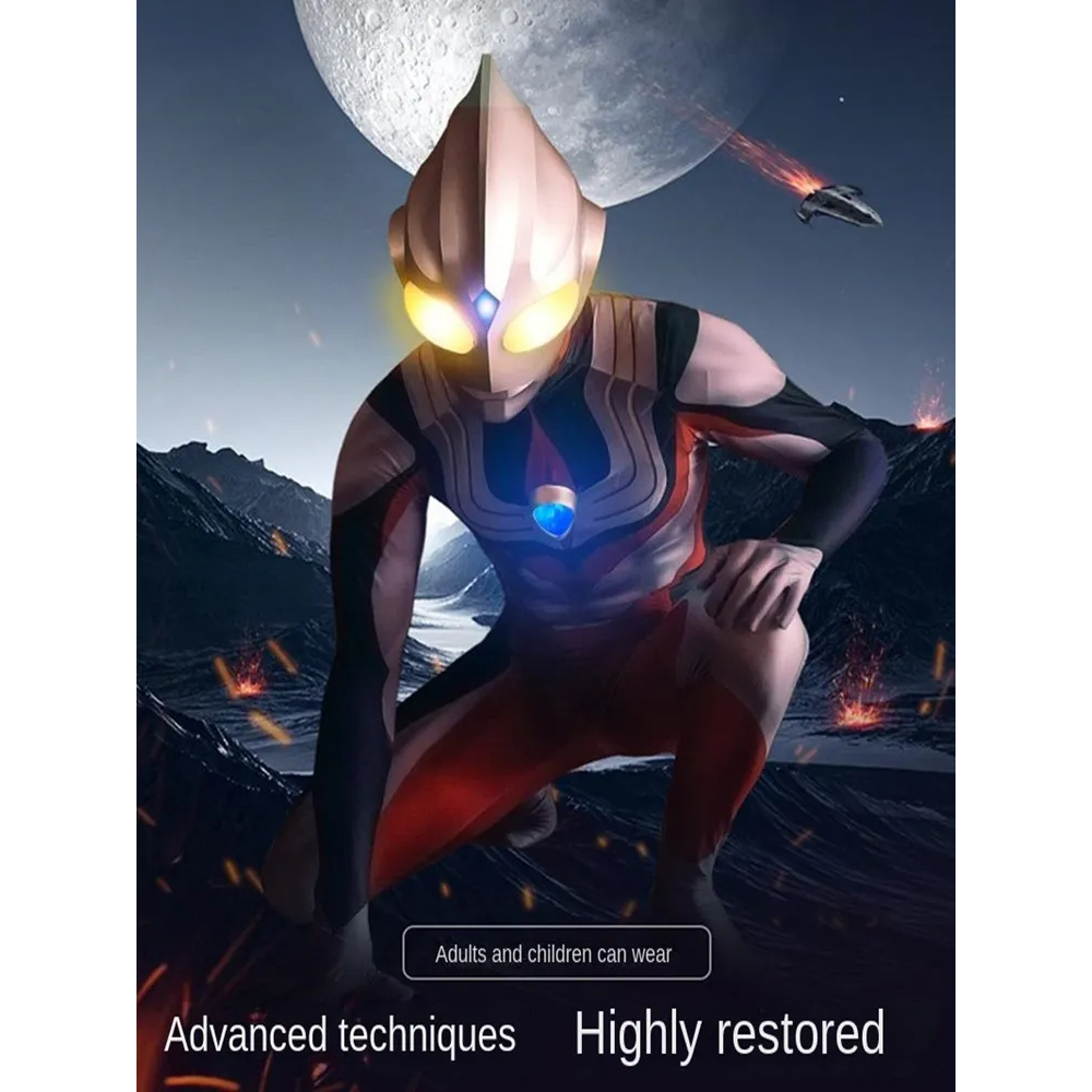 Ay00 Topeng Helm Ultraman Tiga Mainan Topeng Ultraman Tiga Tactile Switch Untuk Cosplay