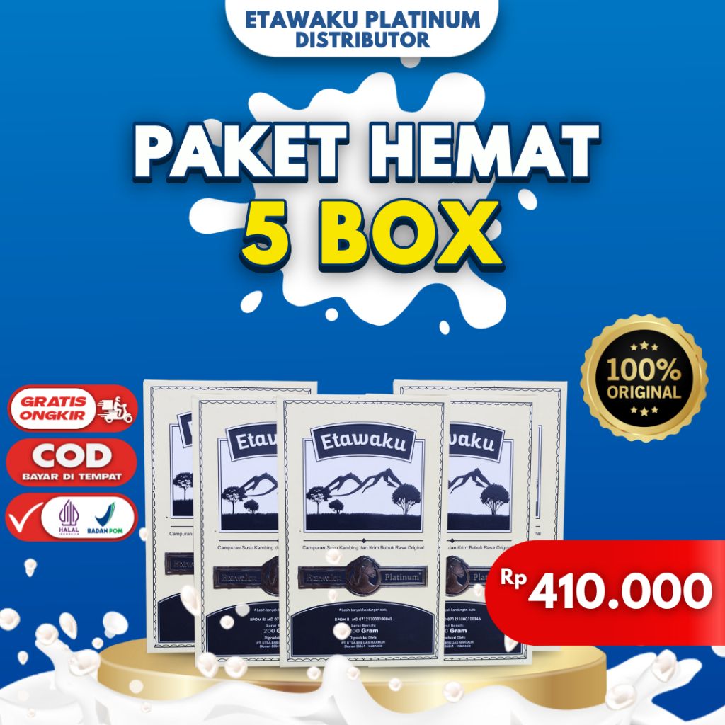 

Hemat 5 Box Etawaku Platinum Susu Kambing Etawa Mengobati Sakit Paru-paru/Sesak Nafas/Asma/Imun Lemah/Cepat Lelah