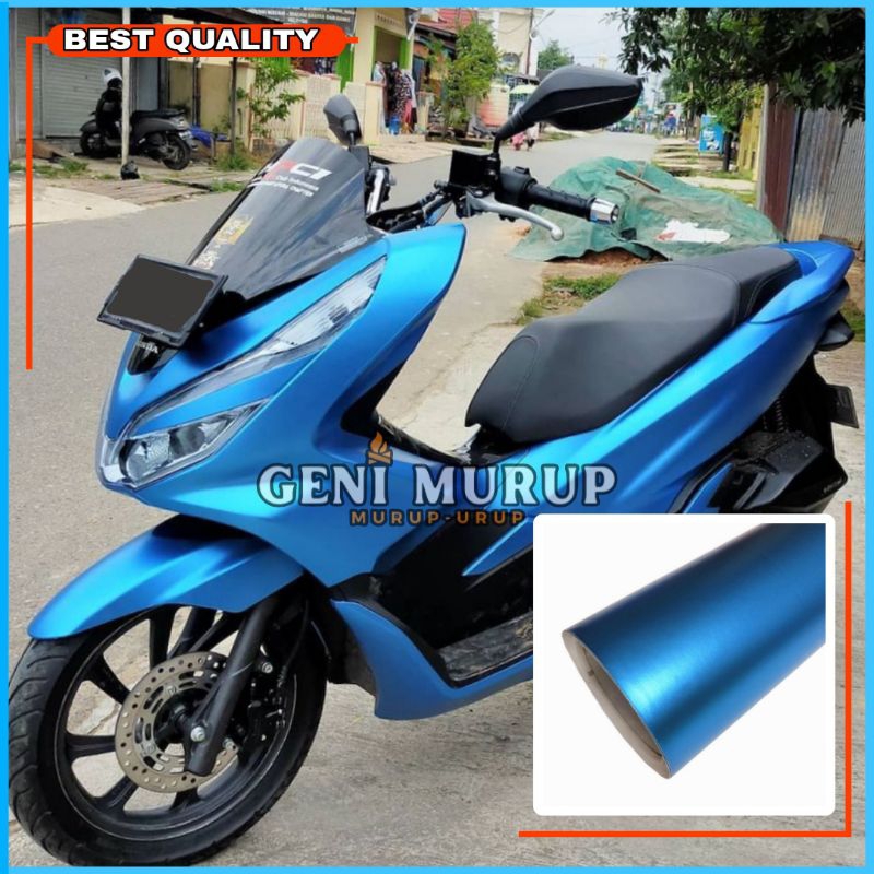 Stiker skotlet biru muda satin sticker scotlite metalic doff untuk motor kualitas premium