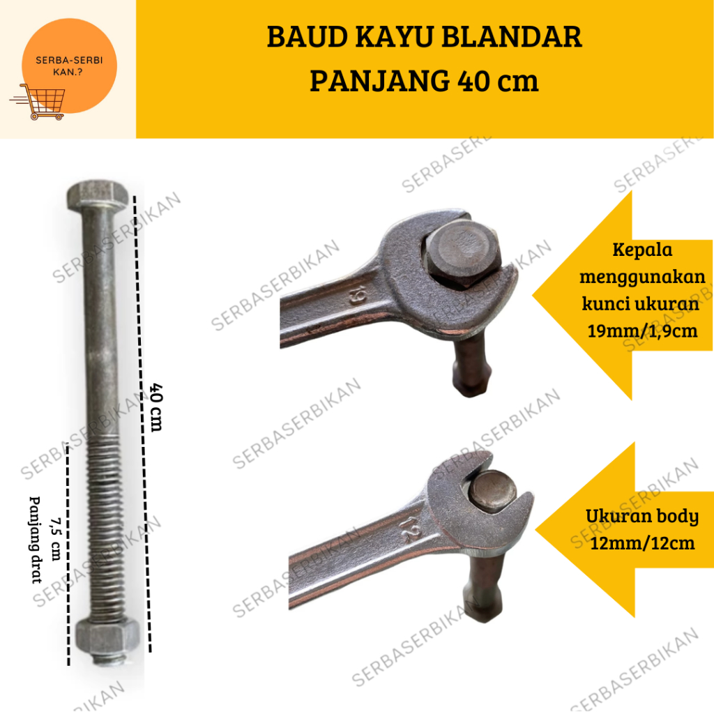 BAUD MUR BAJA 19MM PANJANG 40CM | BAUT BLANDAR KAYU