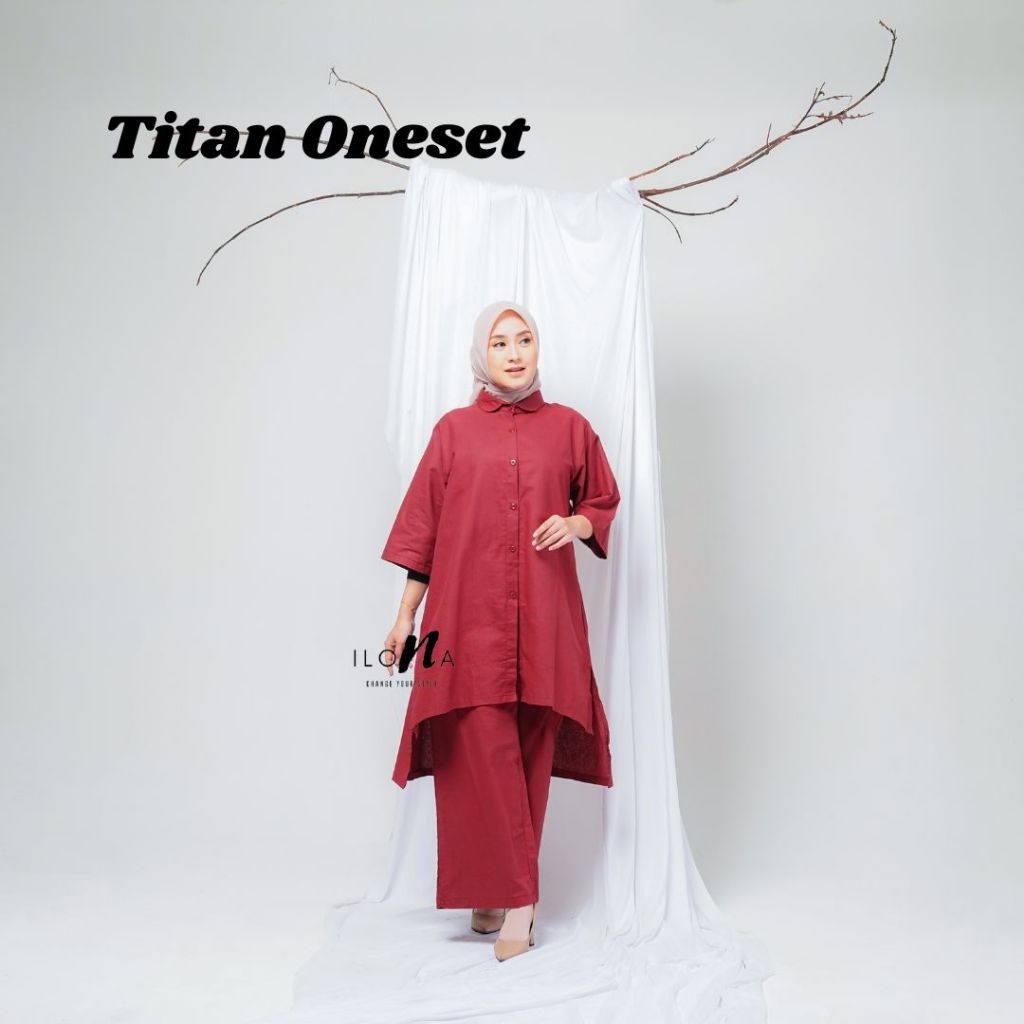 Titan One Set 2in1 Setelan Kemeja Tunik + Celana Kulot Wanita Busui Bahan Katun Linen Rami Jumbo