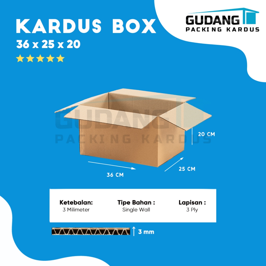 

Packing Kardus Karton Box Pindahan 36cm x 25cm x 20cm Box Polos