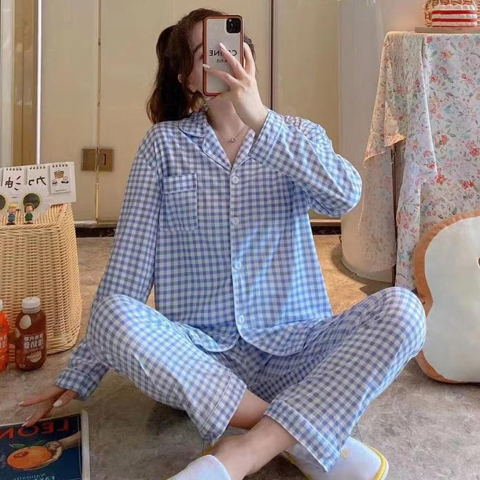 New Arrival 02  Baju Tidur Wanita Piyama Set Kemeja Celana Panjang Baju Lengan Panjang Baju Tidur Ke