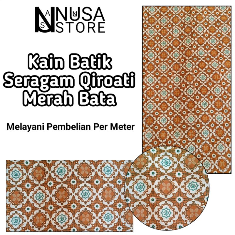Bahan Kain Batik Seragam Qiroati Coklat Merah Bata Meteran Terbaru