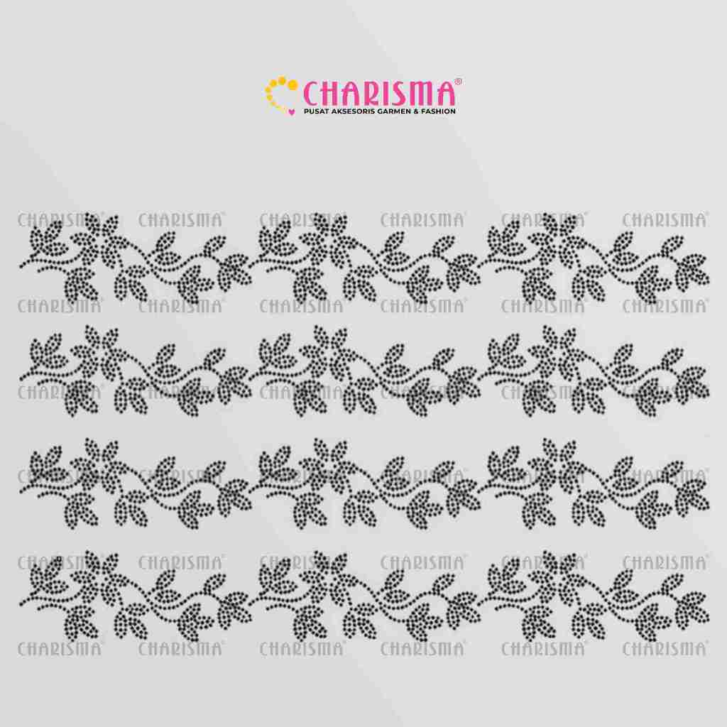 Charisma Mote Gosok Motif Daun Lebar 6.3 cm / Mote Press Motif Lebar 6,3cm / Aksesoris Baju Abaya