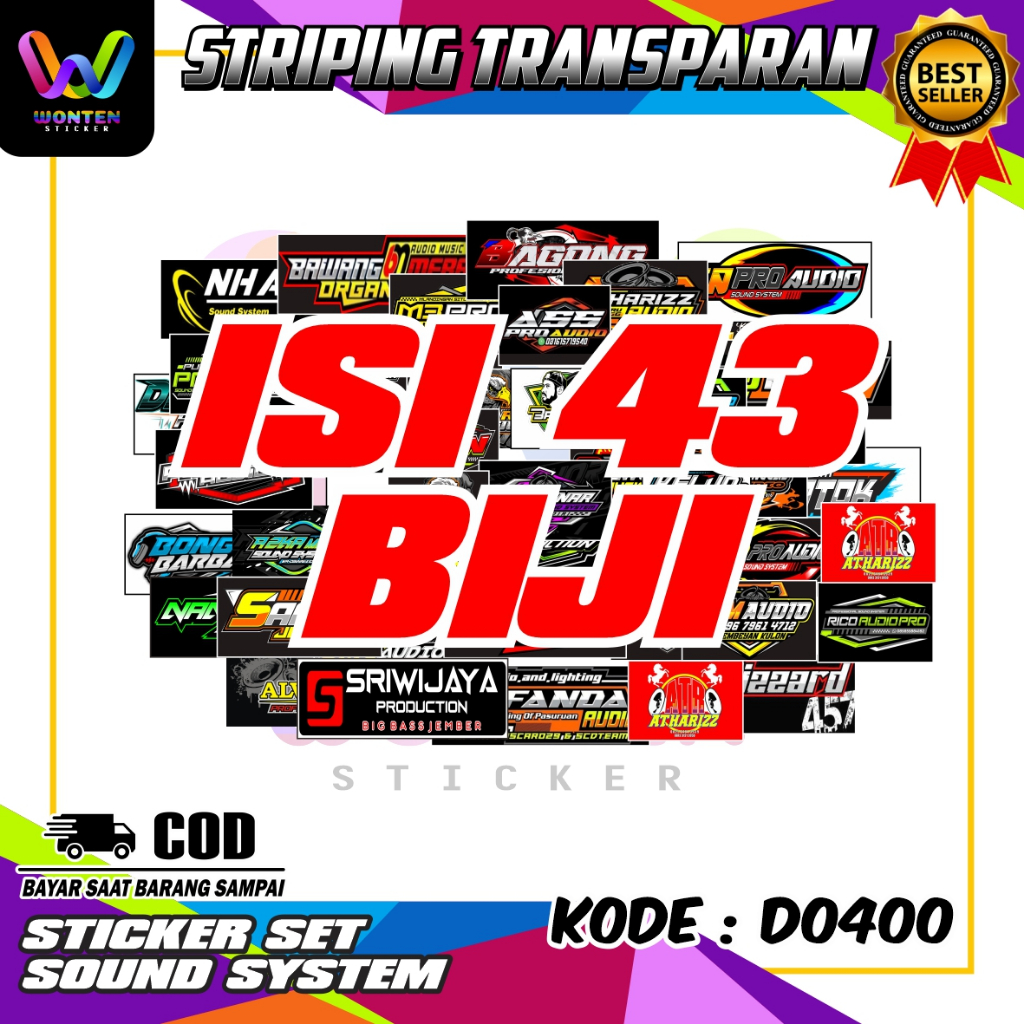 

STICKER SOUND SYSTEM ISI 43 BIJI/LEMBAR SOUND SYSTEM LAMINASI | ANTI AIR |