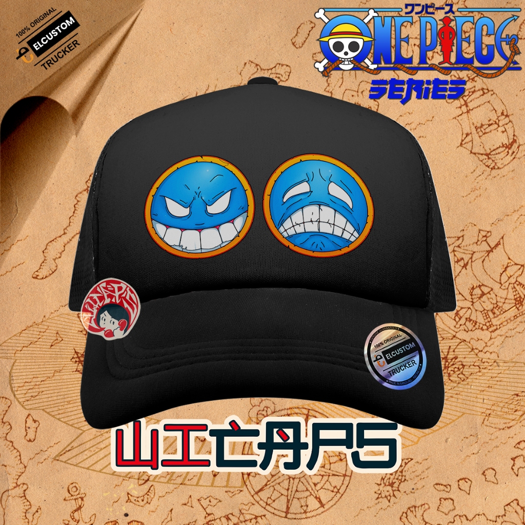 Topi Trucker Original Curve Anime One Piece Ace Emblems Topi Trucker Pria Snapback