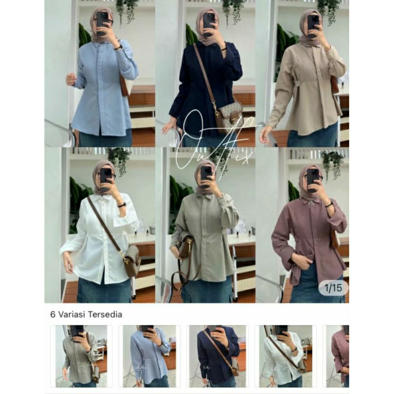 Inzy Opnaisel Shirt by Outfix wine mocha latte sky blue matcha navy S M L XL