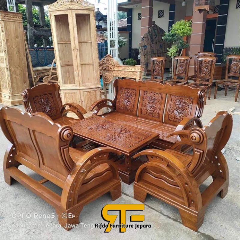Kursi Tamu minimalis jati ukir kawung oval / kursi tamu minimalis jati pegangan oval / Kursi Tamu 32