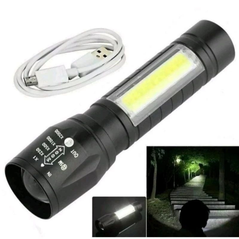 Senter SWAT LED Zoom Lampu Mini Flashlight