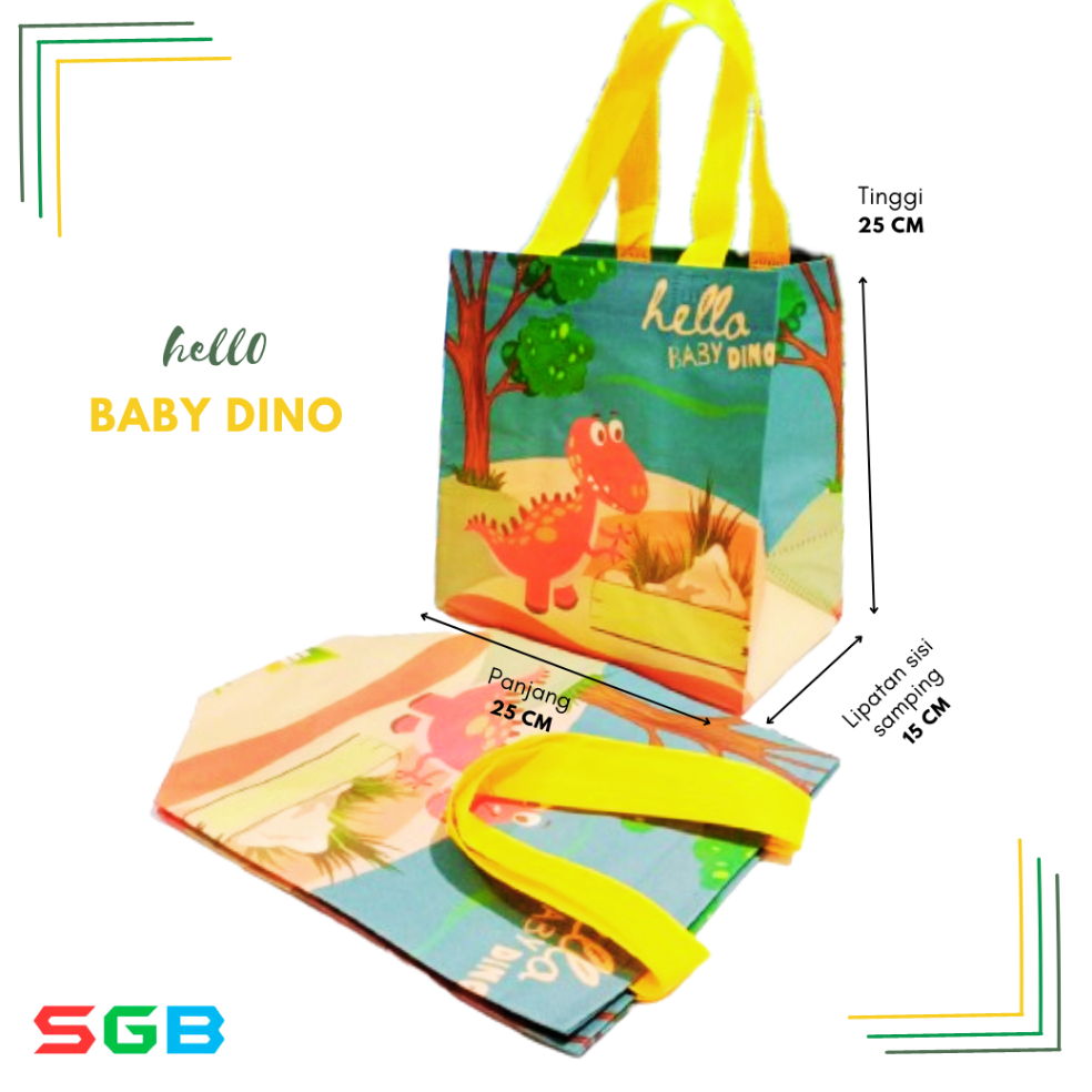 

3.3 HARGA GROSIR 1 Lusin ( isi 12 pcs ) Tas Spunbond Laminasi box Hello DINO & Little SHARK 25x25x15 / Tas Serba Guna