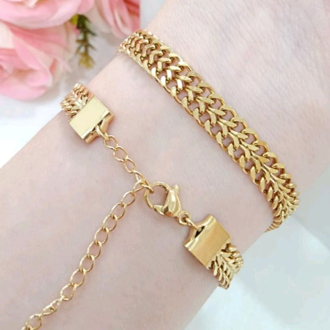 GELANG TITANIUM WANITA ASLI/ RANTAI SISIK NAGA