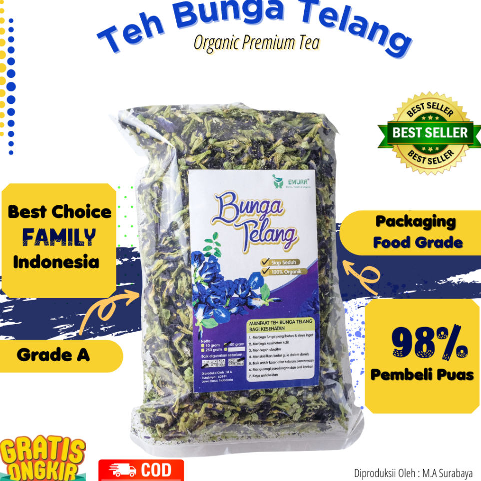 

DKKC5181 PALING AMPUH>>> Bunga telang 100 GRAM PREMIUM HALAL/ Teh Telang Kering/Teh Biru/Butterfly Pea / Teh Bunga Telang Kering