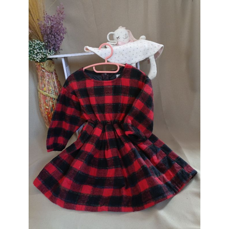 Dress Anak Motif Kotak Merah - Dress Anak Perempuan - Baju Anak Perempuan