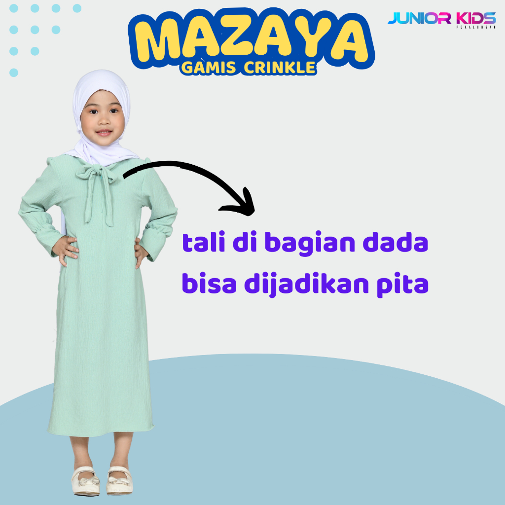 mazaya gamis crinkle anak perempuan usia 3-8 tahun gamis dress anak cewe