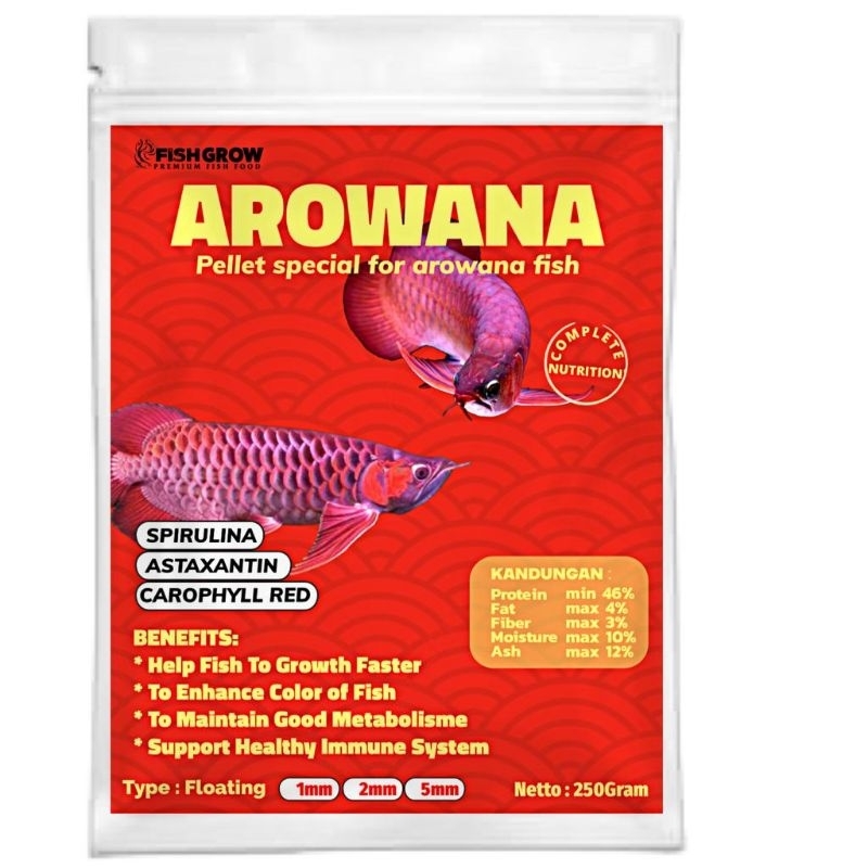 PELET PAKAN ARWANA SUPER RED GOLDEN RED 250GR FLOATING FISH GROW