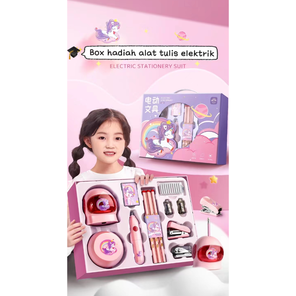 

1.1 Product HOT Electric Stationery Set / Set Alat Tulis Elektrik Rautan Penghapus Vacuum Pensil 11 In 1