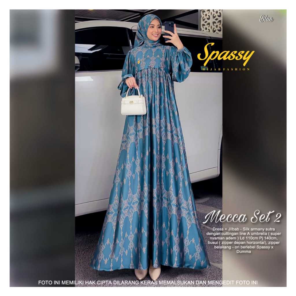 ( INCLUDE HIJAB ) MECCA SET HIJAB DRESS GAMIS MAXY ORIGINAL BY SPASSY HIJAB FASHION ORI TERBARU 2023
