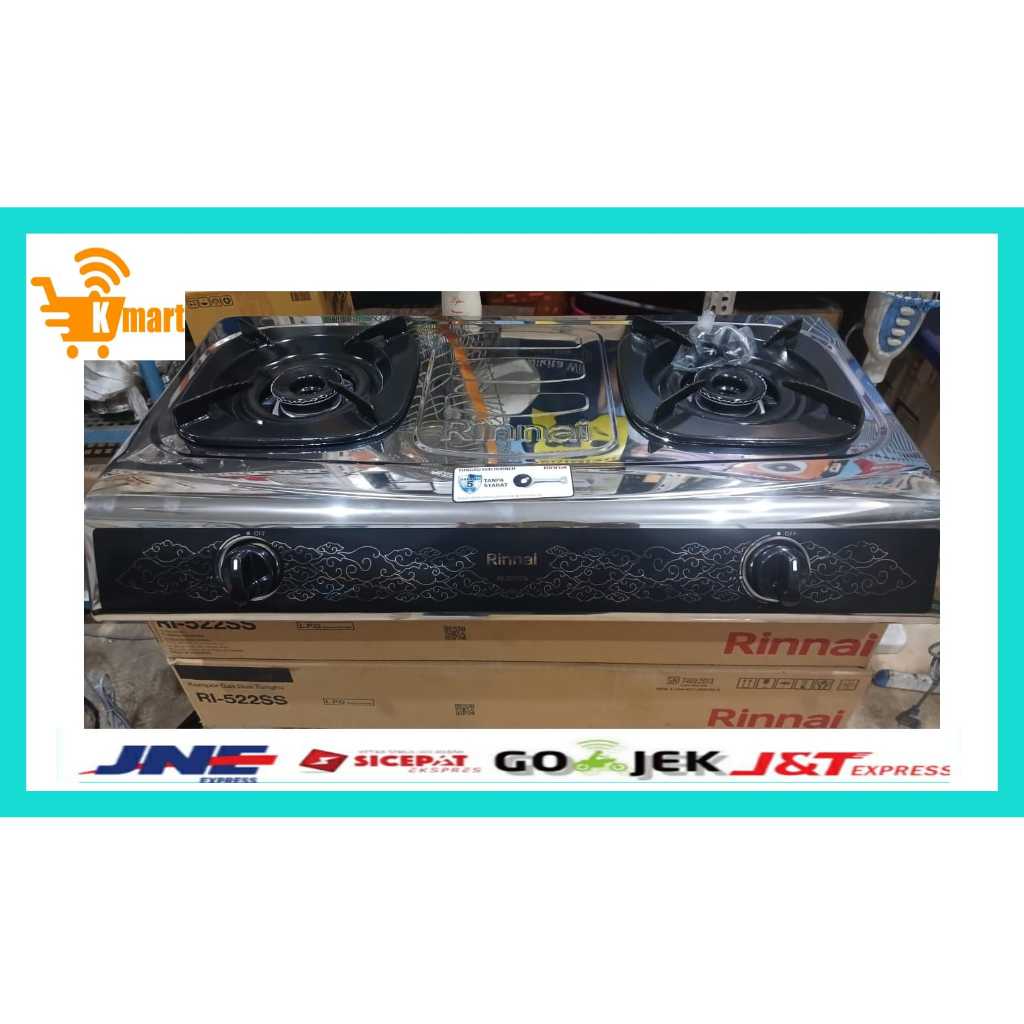 RINNAI RI-522SS - Kompor Gas 2 Tungku Rinnai RI522ss - Stainless Steel - RI522ss
