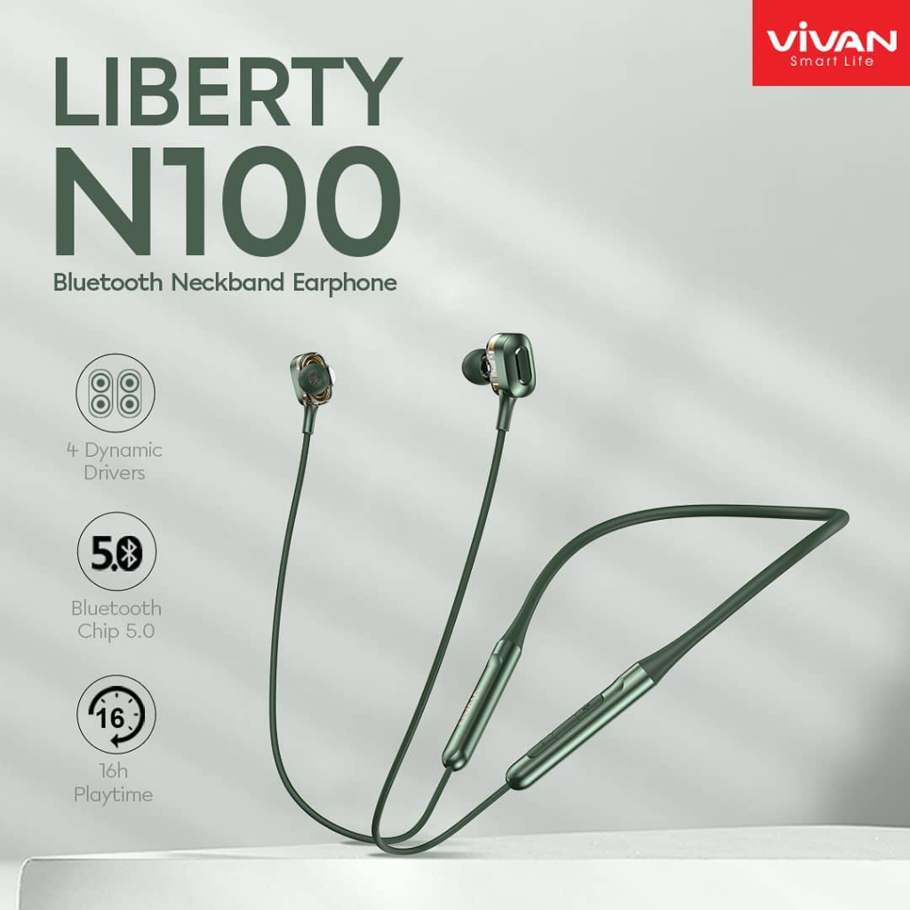 Earphone Vivan Liberty N100 Bluetooth - Vivan Liberty N100 Neckband