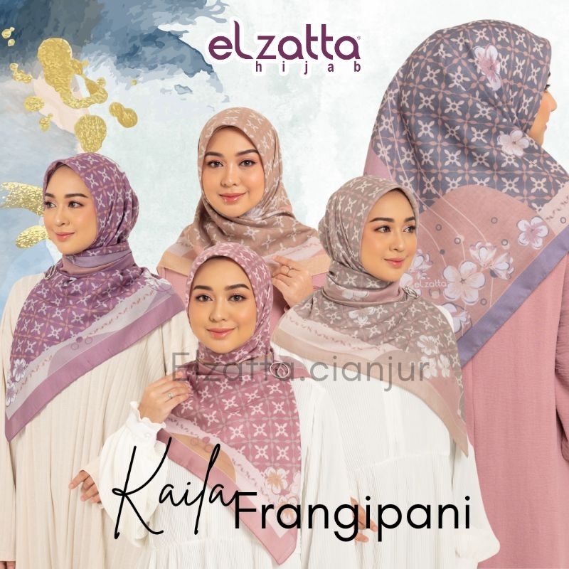 ELZATTA HIJAB SEGI EMPAT KAILA FRANGIPANI BAHAN POLYCOTTON MOTIF PREMIUM KERUDUNG ELZATTA JILBAB ELZ