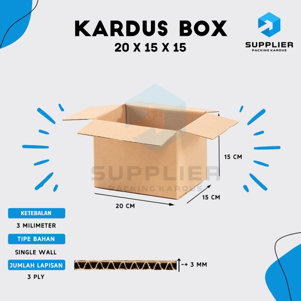 

Kardus Karton Box Pindahan, SINGLEWALL 20x15x15, Box Polos