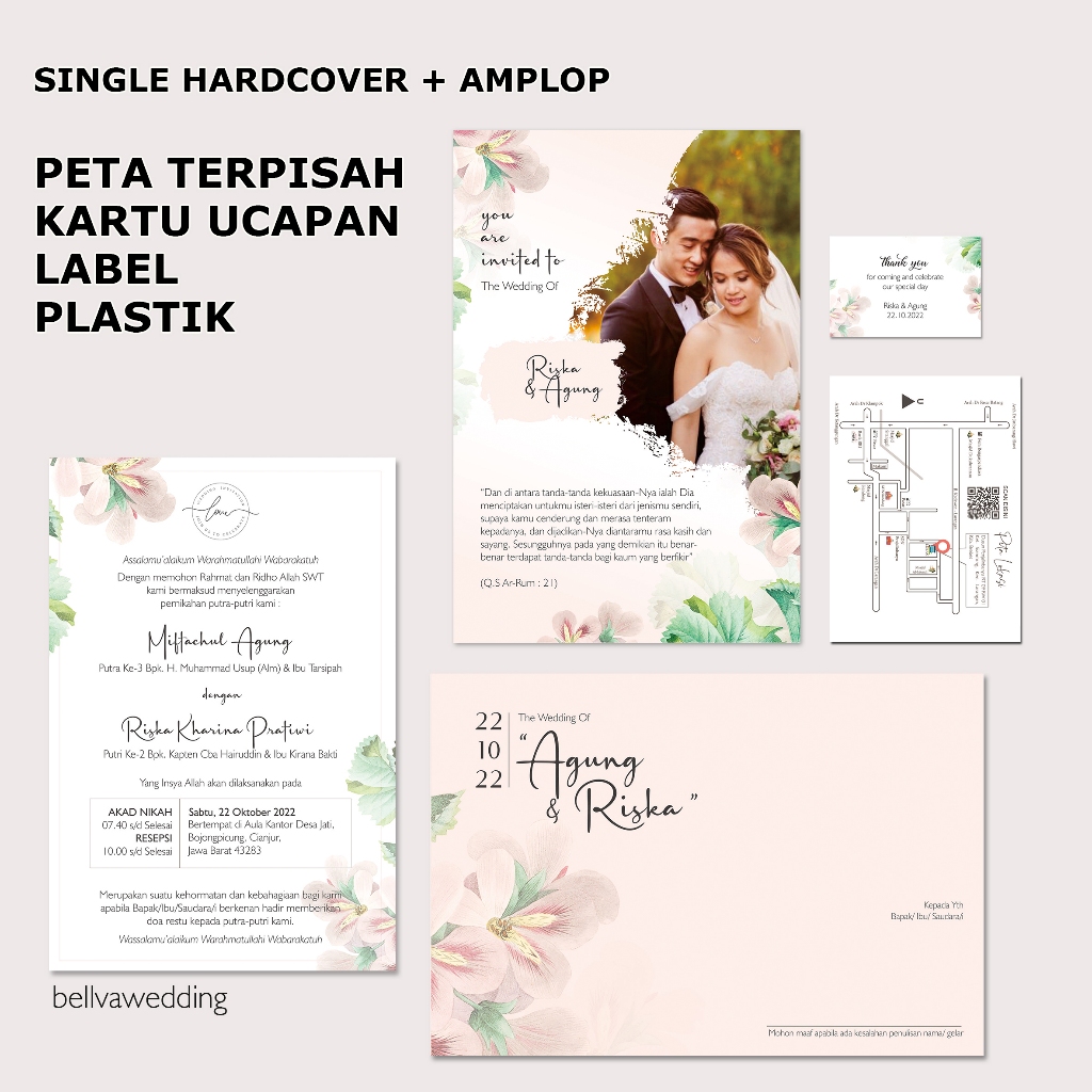 UNDANGAN SINGLE SOFT COVER / HARD COVER + AMPLOP