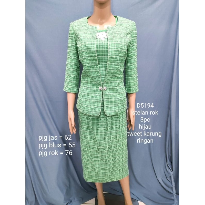 setelan rok DRAGON 5194 hijau kotak