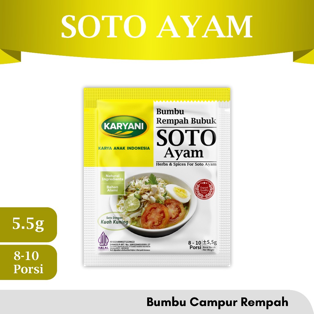 

KARYANI BUMBU REMPAH CAMPUR BUBUK SOTO AYAM 5,5 Gram