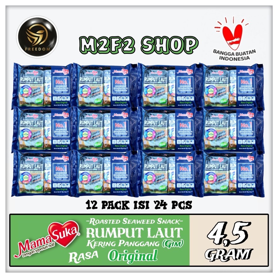 

MamaSuka Snack Rumput Laut Panggang Rasa Original - 4,5 gr (Kemasan 12 Pack)
