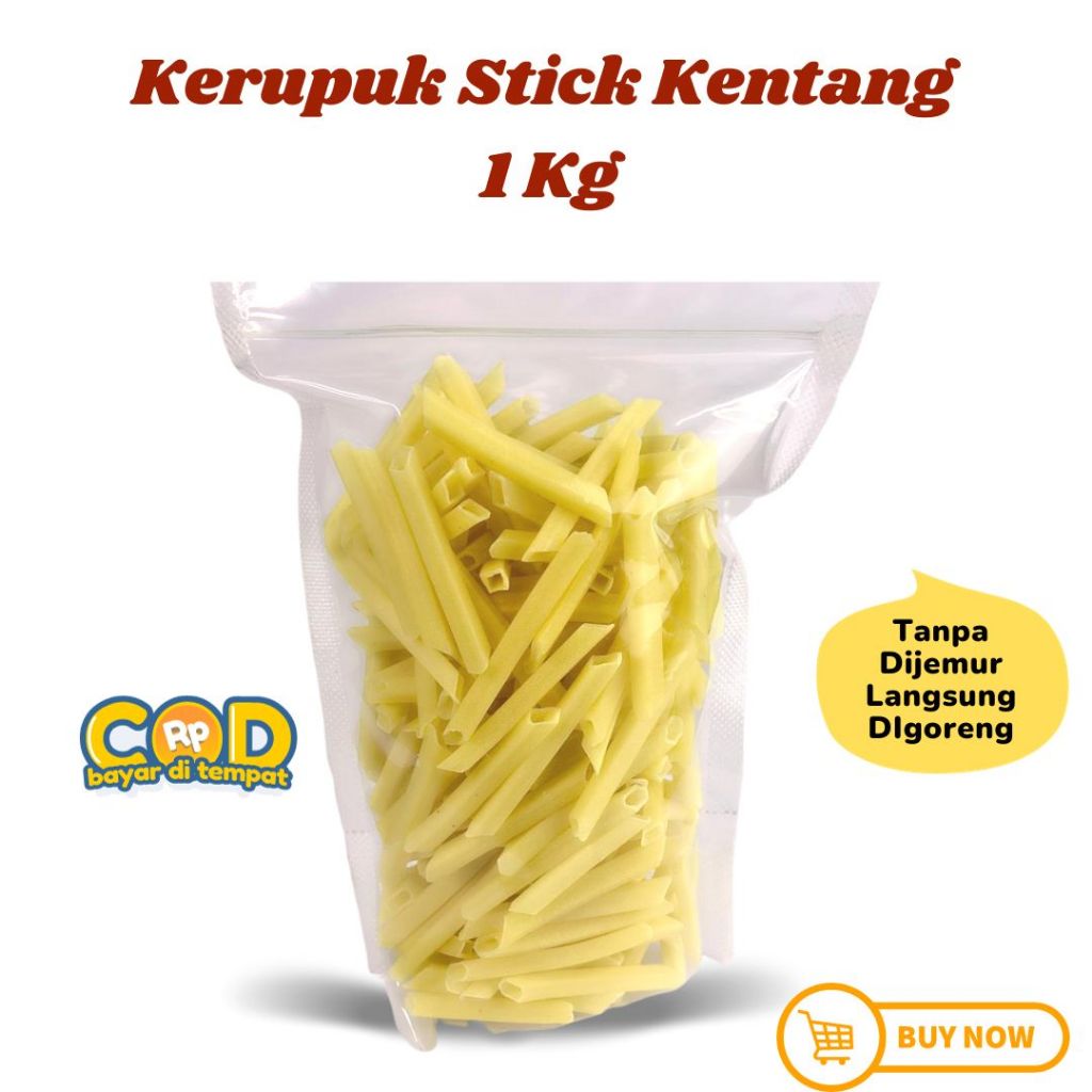 

Kerupuk Kentang Stik / Kerupuk mentah / Potato Stik 1Kg