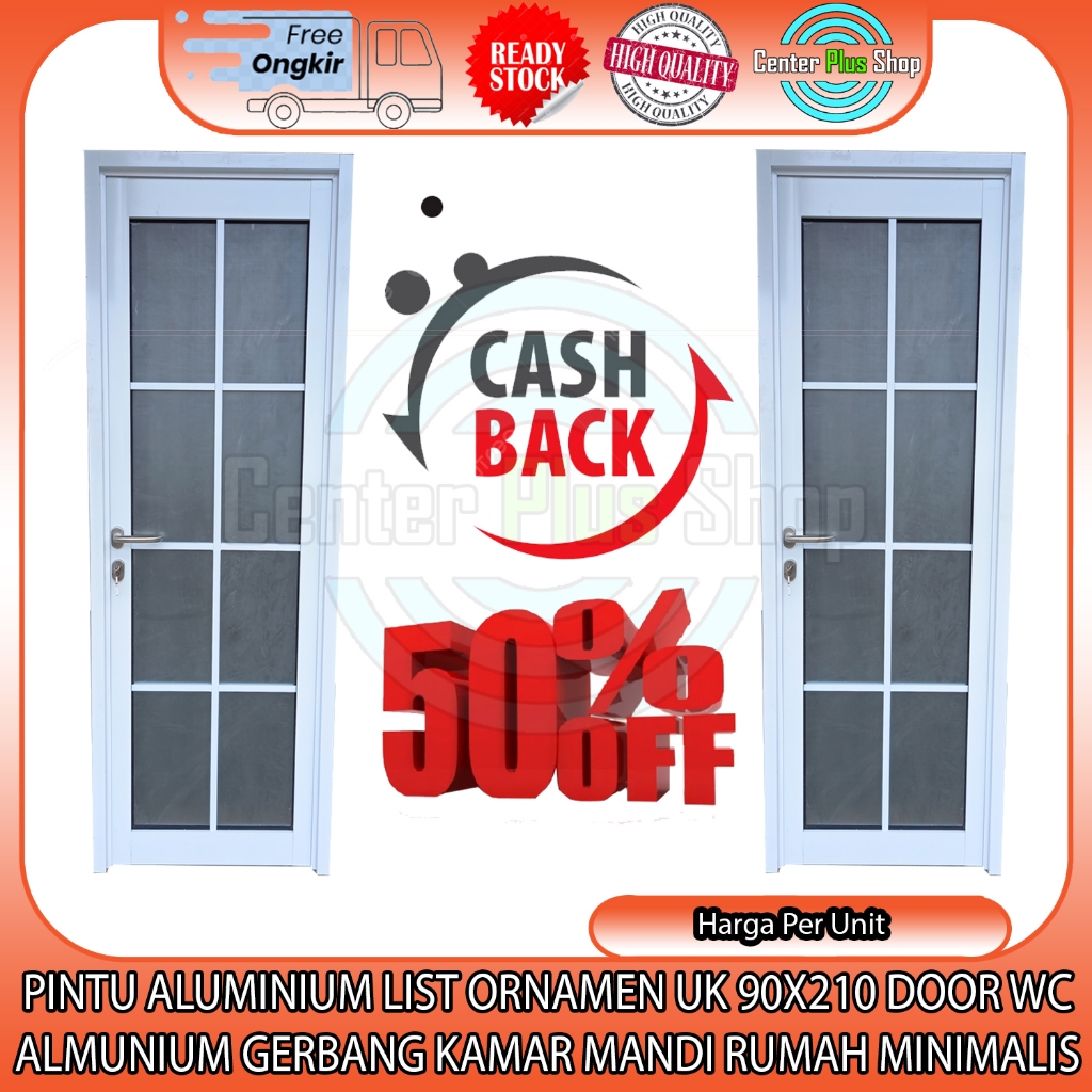 [Instant] PINTU ALUMINIUM LIST ORNAMEN UK 90X210 DOOR WC ALMUNIUM GERBANG KAMAR MANDI RUMAH MINIMALI