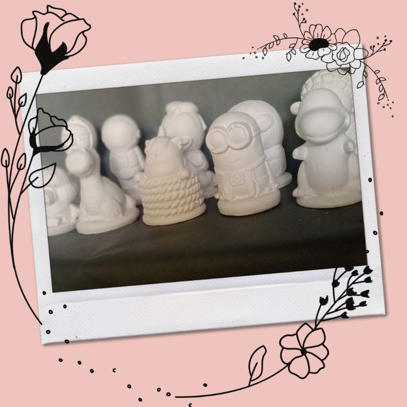 4 Pcs Patung Gypsum 3D