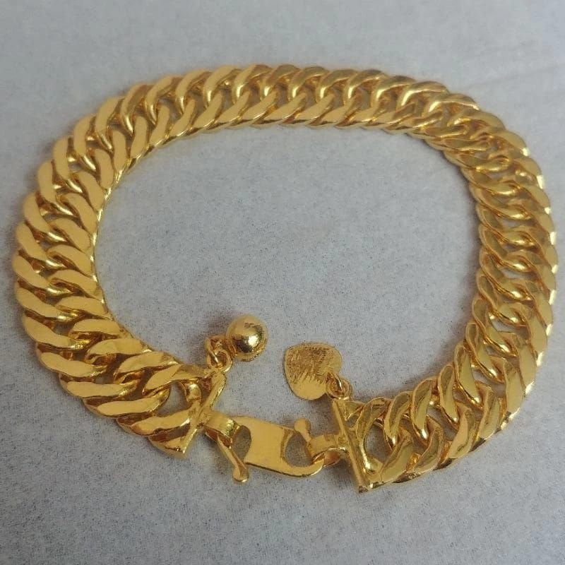 Gelang rantai lipan jumbo lapis emas 24k lebar 10mm