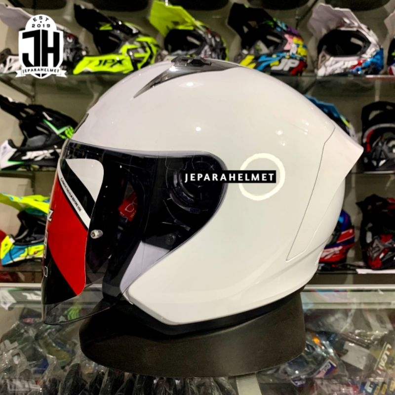 Helm Half Face NJS Kronoz Solid Polos White Putih Glossy Original | NJS Kronoz Half Face Solid Origi