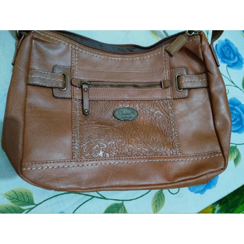 Tas kulit asli preloved selempang coklat