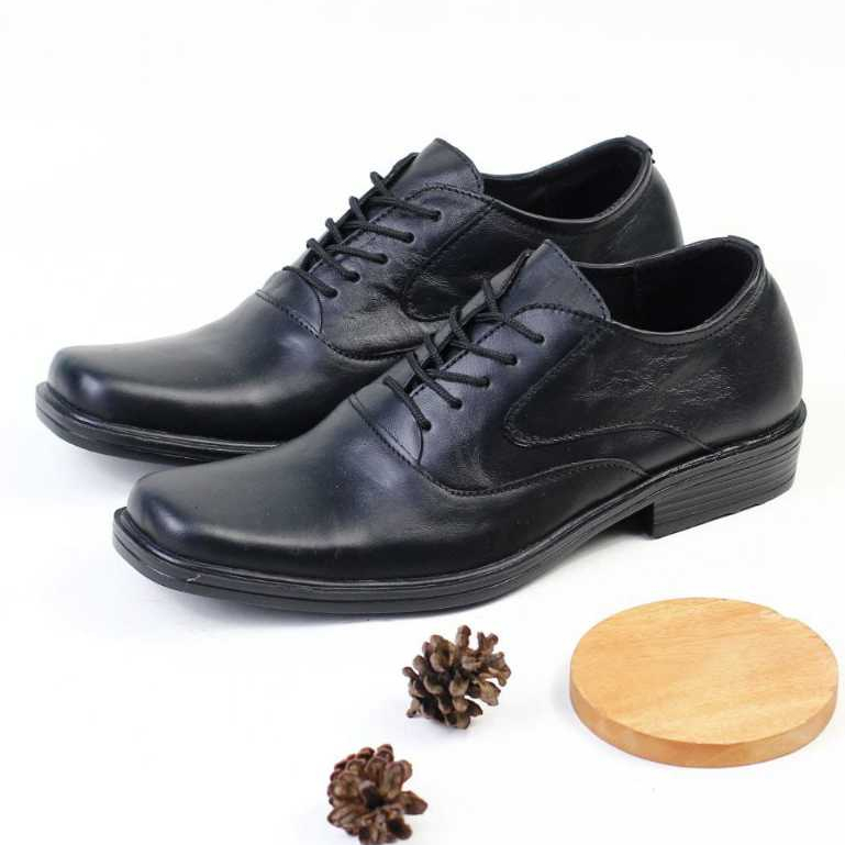 Sepatu Formal Kulit Casual Murah Hitam Pria Kulit Asli