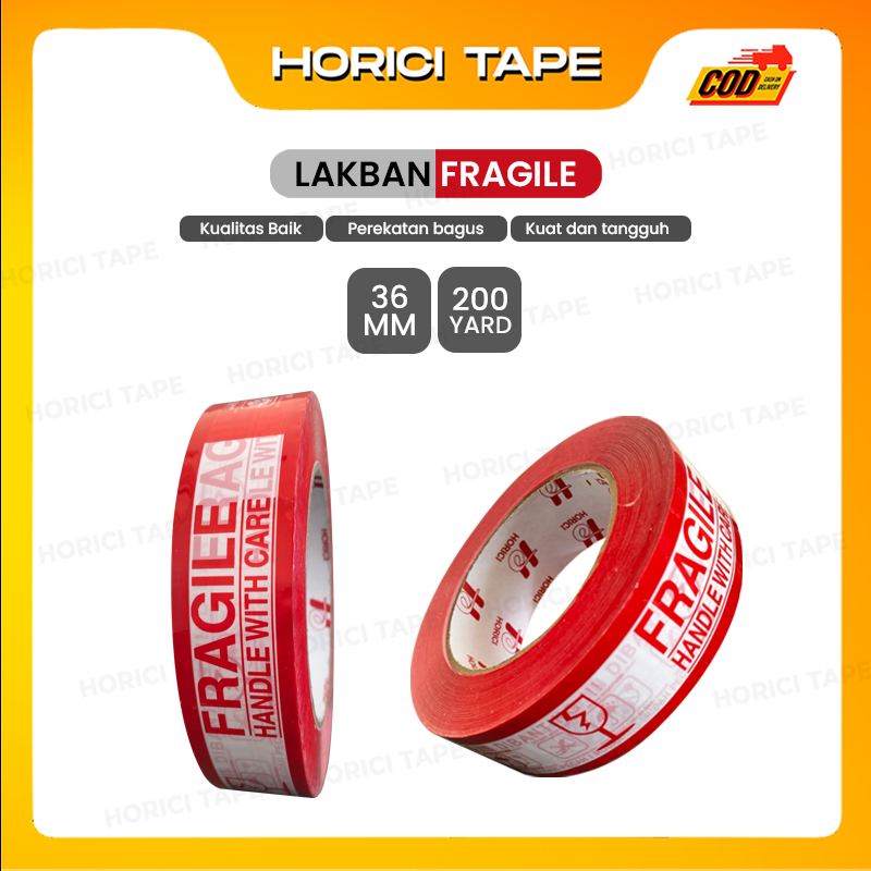

HORICI Fragile Lakban Jangan Dibanting Merah Putih 36mm 200y 45Mic