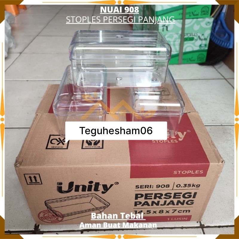 Stoples Unity Seri 908 - Model Persegi Panjang - Volume 350 Gram - 0,35 kg - Toples Mika