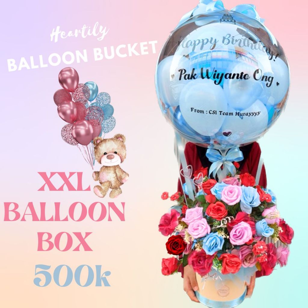 INSTANT 1HARI JADI]Buket Balon XXL Balloon Bucket Valentine Wisuda Ulang Tahun Hampers Baby Boy Baby
