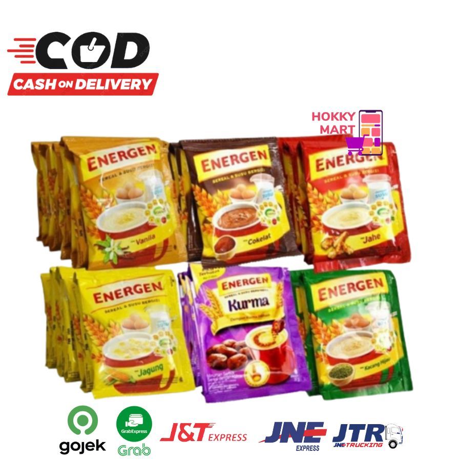 

(HOKKY) Mayora Energen Sereal Susu Berenergi Cereal Vanila Cokelat Kacang Hijau Kurma Jahe Jagung 34gr All Varian Rasa